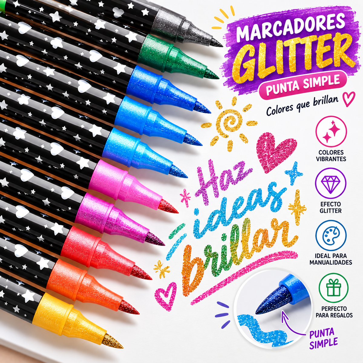 MARCADOR GLITTER 48 PCS